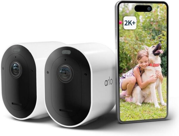 ARLO Überwachungskamera Pro 5 Überwachungskamera Aussen WLAN, 2K+ HDR Video - 2er Set