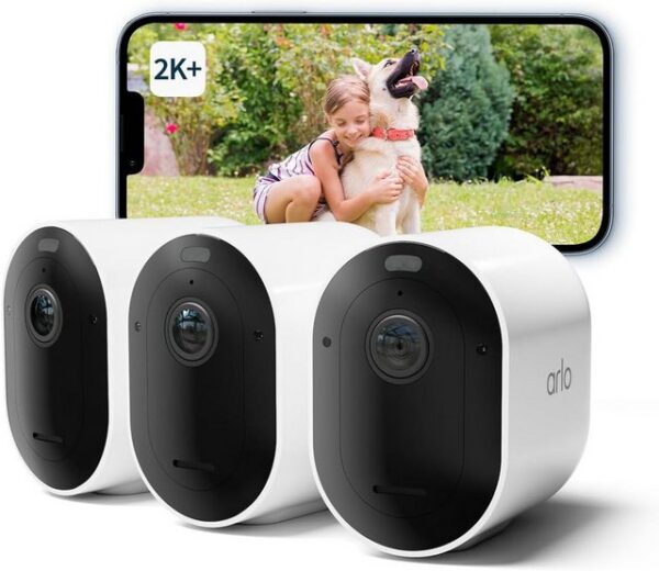 ARLO Überwachungskamera Pro 5 Überwachungskamera Aussen WLAN, 2K+ HDR Video - 3er Set