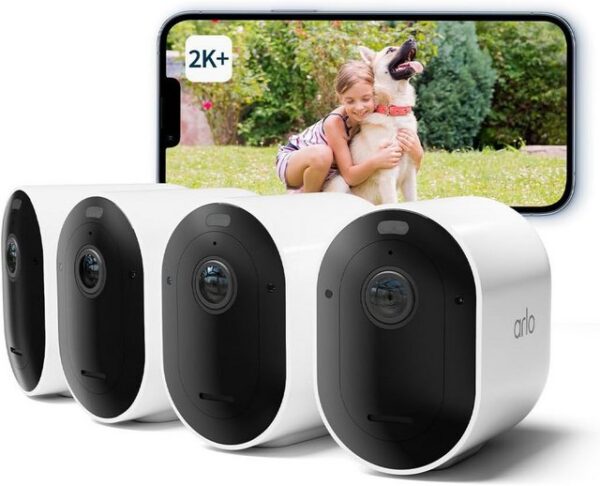 ARLO Überwachungskamera Pro 5 Überwachungskamera Aussen WLAN, 2K+ HDR Video - 4er Set