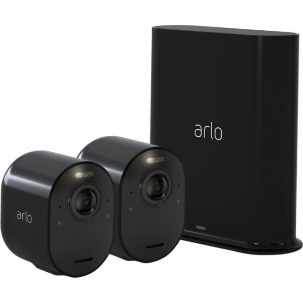 ARLO Überwachungskamera Ultra 2 Spotlight 2er Pack & Basisstation Überwachungskamera schwarz