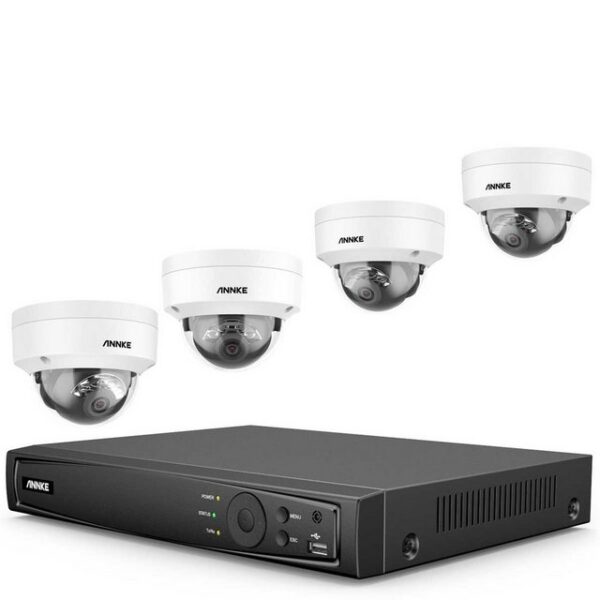 Annke Überwachungskamera N48PAW I91DG4-2T 4K 8-Kanal PoE Videoüberwachungsset 1x NVR und 4x (5-tlg., mit Personen- und Fahrzeugerkennung, inkl. 2TB HDD, Nachtsicht bis zu 30 m, Plug-and-Play, H.265+, ONVIF)