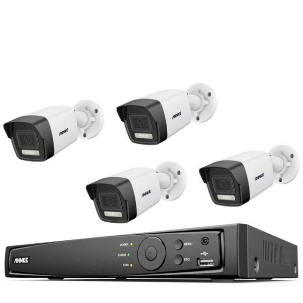 Annke Überwachungskamera -Set N48PAW I91DD4-2T PoE für Videoüberwachung 1x NVR und 4x Kameras (5-tlg., 8 Kanal, inkl. 2TB HDD, Personen- und Fahrzeugerkennung, Nachtsicht bs zu30 m, Plug-and-Play, H.265+, ONVIF)