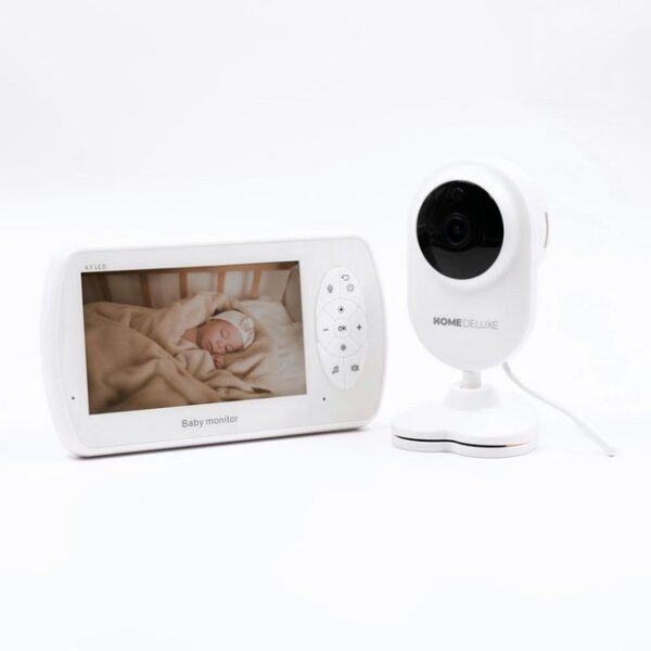 HOME DELUXE Video-Babyphone SLEEPSAFE, mit Gegensprechfunktion, Temperaturalarm & Nachtlicht, 4,3-Zoll-Farbdisplay I Babyphone mit Kamera, Überwachungskamera