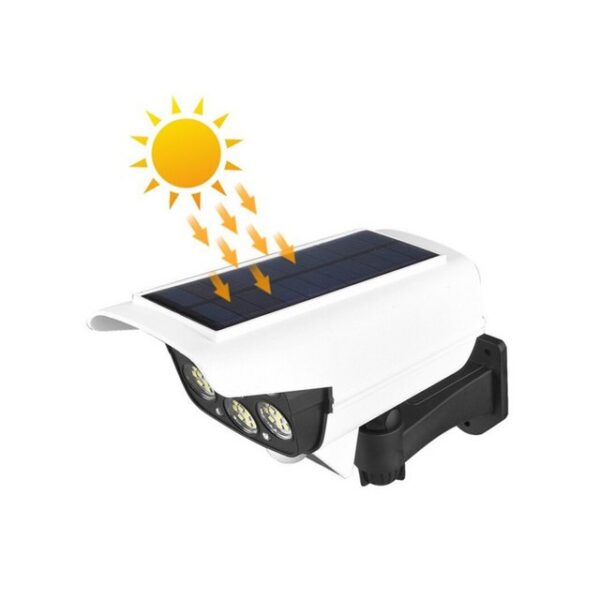 Hikity Überwachungskamera Solar Fake Dummy Kamera Attrappe Alarmanlage 77LED Laterne (Fluter Sensor Strahler Licht)