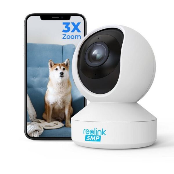 Reolink Überwachungskamera E1-Zoom 5MP PTZ WLAN IP (Innenbereich, 3X Optischem Zoom, 2,4/5,0 GHz WiFi, 12m IR-Nachtsicht, 2-Wege-Audio)