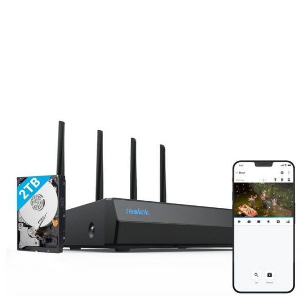 Reolink Überwachungskamera NVR Wi-Fi 6 12-Kanal (5/2,4 GHz WLAN, Wi-Fi 6, 2TB Festplatte, Max. 16MP Auflösung)