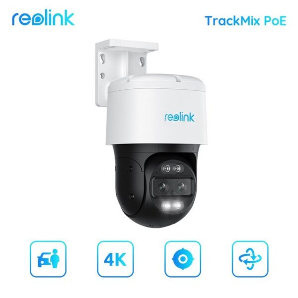 Reolink Überwachungskamera Trackmix PoE (Außenbereich, 2 Spotlights, 8MP, Smarte Bewegungserkennung, Dual-Objektiv, Farbige Nachtsicht)