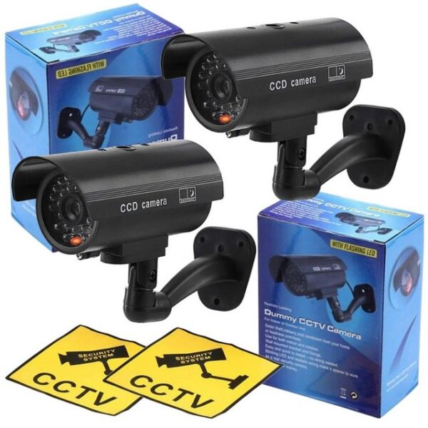 TronicXL Überwachungskamera Attrappe 2x Dummy Kamera schwarz Attrappe Außenbereich Kameraattrappe CCTV (Innenbereich, Außenbereich, 2-tlg., blinkende LED wetterfest Outdoor Außen)