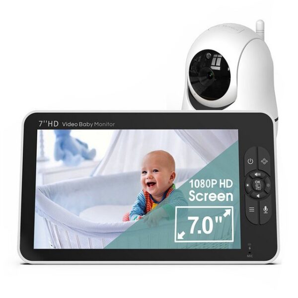 ibettertec Video-Babyphone Babyphone mit Kamera Überwachungskamera Innen, mit 1080p-Auflösung gekoppelt/2.4GHZ FHSS-Verschlüsselungstechnologie, Verschiedene intelligente Modi/8 Schlaflieder/VOX-Modus/LCD-Display, Automatische Infrarot-Nachtsicht/Zwei-Wege-Audio-Gespräch