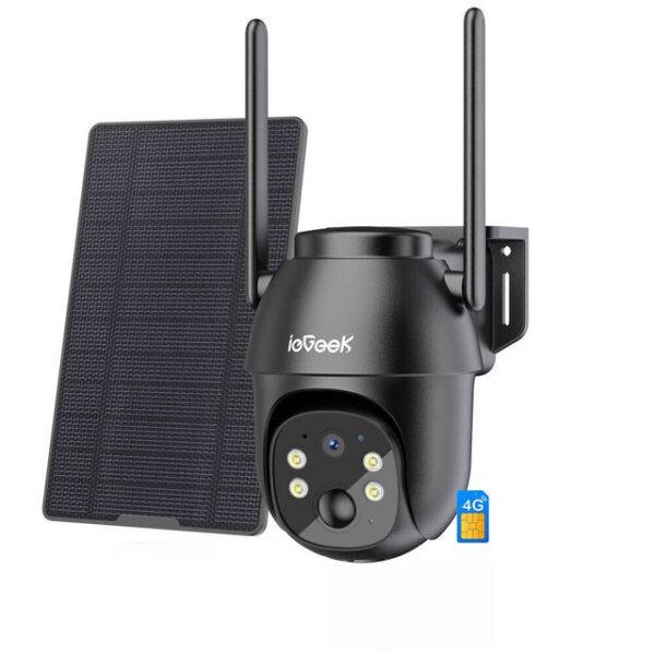 ieGeek Überwachungskamera 3G/4G LTE Überwachungskamera Aussen mit SIM Karte Kabellos Solar (Außenbereich, Aussen, Outdoor, Außen, Wald, Farm, Campingbus, Straße, PTZ IP Kamera Outdoor mit 2K Farb-Nachtsicht 355°/95° Schwenkbar, 1-tlg., TF-Kartenslot PIR Erkennung 2-Wege-Audio Wasserdicht, TF-Karten und Cloud-Speicher, 365 Tage solarbetrieben)