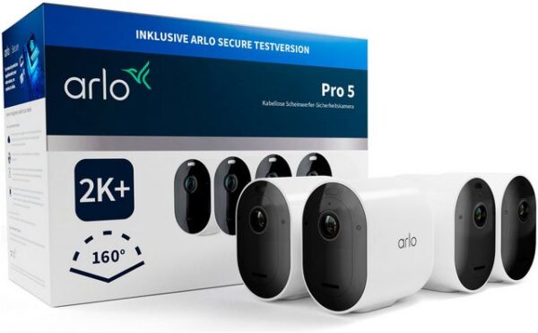 ARLO Überwachungskamera Pro 5 2K+ Spotlight (4er Set) (Außenbereich, Packung, 4-tlg)