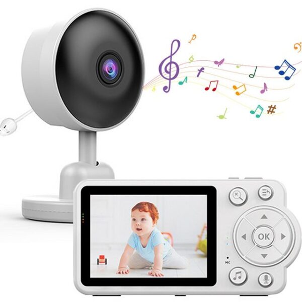 JUBOUEL Babyphone Video-Babyphone mit Kamera Überwachungskamera 2.8 Zoll, 2-tlg, Schlaflieder, Bis zu 300M,2-Wege-Audio, 2-tlg., kein WiFi, mit VOX Modus 2.4 GHz, Gegensprechfunktion, Nachtsicht