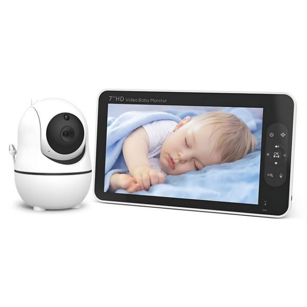 OYLCDI Video-Babyphone,Video Babyphone mit Kamera, Überwachungskamera Innen mit 7-Zoll-HD-Farbbildschirm, mit 1080p-Auflösung gekoppelt/4-facher Zoom, mit 1080p-Auflösung gekoppelt/2.4GHZ FHSS-Verschlüsselungstechnologie