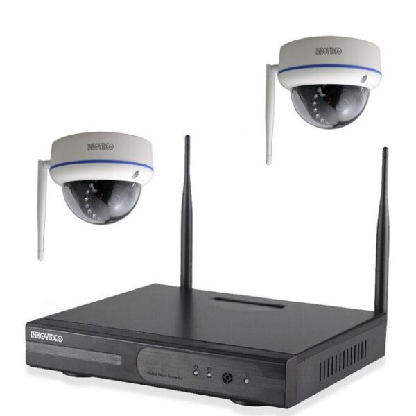 INKOVIDEO Überwachungskamera INKO-22M2D WLAN Komplettset 4-Kanal Netzwerkrekorder mit 2 x Dome 3 MP (Innen- und Außenbereich, 3-tlg., Plug & play, P2P, H.265/H.265+ Komprimierung, Nachtsicht, HDMI-Ausgang)