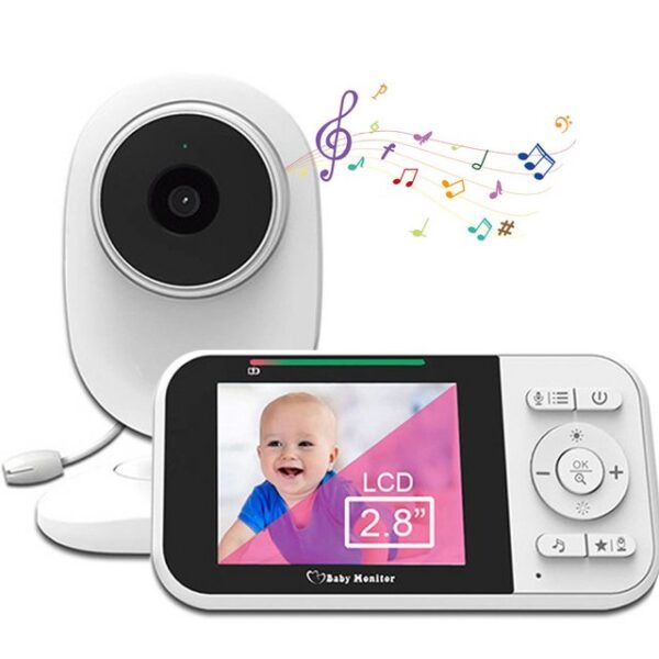 ZEUOPQ Babyphone 2,8 Zoll Überwachungskamera Video-Babyphone mit Kamera, 2-tlg., Schlaflieder, Bis zu 300M,2-Wege-Audio, kein WiFi, 2,4 GHz Gegensprechanlage mit VOX-Modus, Nachtsicht