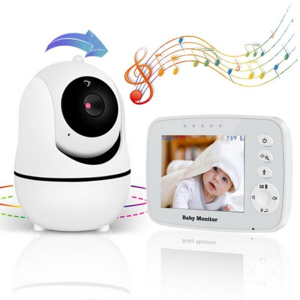 ZEUOPQ Babyphone Video-Babyphone 3.2"LCD Bildschirm Überwachungskamera Innen, Temperaturalarm, Drehbare Kamera, 1-tlg., mit Gegensprechfunktion, Nachtsicht, Zwei-Wege-Audio