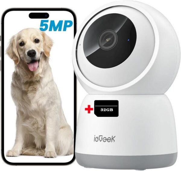 ieGeek Überwachungskamera 5MP Überwachungskamera 2.4G/5GHz WLAN Babyphone mit Kamera,Nachtsicht (Innen,Katzen Hunde Kamera, 15M Nachtsicht,Bewegungserkennung,Arbeite mit Alexa, 2-Wege-Audio,Sprachsteuerung,24/7 Überwachung,Zuverlässige Verbindung, 5MP Auflösung & Sichtfeld,Auto-Tracking, One Touch Patrol)