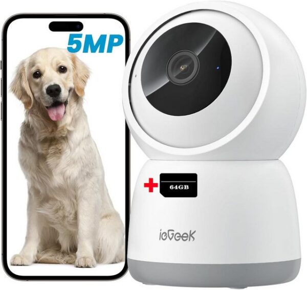 ieGeek Überwachungskamera 5MP Überwachungskamera 2.4G/5GHz WLAN Babyphone mit Kamera,Nachtsicht (Innen,Katzen Hunde Kamera, 15M Nachtsicht,Bewegungserkennung,Arbeite mit Alexa, 2-Wege-Audio,Sprachsteuerung,24/7 Überwachung,Zuverlässige Verbindung, 5MP Auflösung & Sichtfeld,Auto-Tracking, One Touch Patrol)