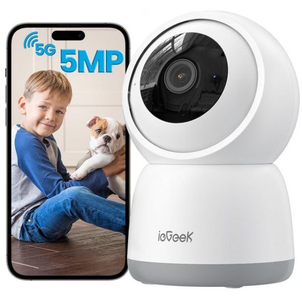 ieGeek Überwachungskamera 5MP Überwachungskamera 2.4G/5GHz WLAN Babyphone mit Kamera,Nachtsicht (Innen,Katzen Hunde Kamera, 15M Nachtsicht,Bewegungserkennung,Arbeite mit Alexa, 2-Wege-Audio,Sprachsteuerung,24/7 Überwachung,Zuverlässige Verbindung, 5MP Auflösung & Sichtfeld,Auto-Tracking, One Touch Patrol)